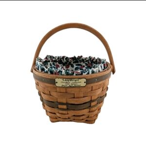Longaberger Christmas Collection 1994 Edition Jingle Bell Basket W/ Fabric Liner